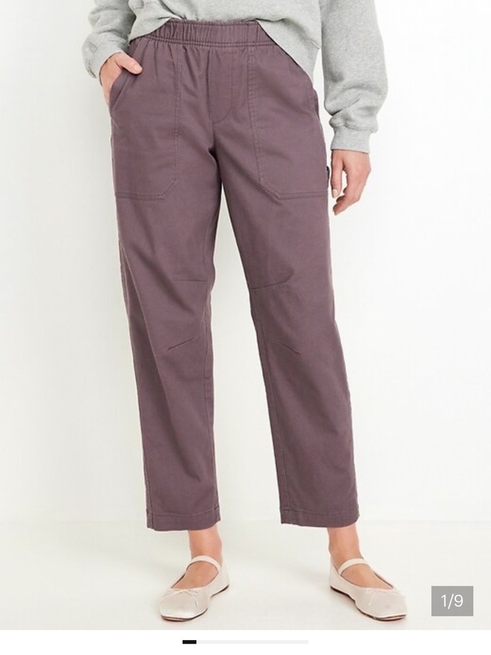 98% cotton medium Old Navy Cargo pulla Pants. purple Relaxed Utility. high rise